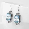 Boucles d'oreilles pendantes de haute qualité en argent Sterling 925 goutte aigue-marine éléments classiques lanterne Bijoux pour femmes Bijoux