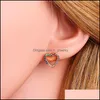 Stud Colorf Zircon Heart Hoop Pendientes 18K Chapado en oro Cubic Zirconia Cuff Para Mujeres Valentines Day Giftz Drop Delivery Jewelry Dh1De