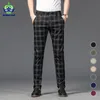 Mäns byxor Autumn Men's byxor Fashion Business Classic Stripe Plaid Black Solid Color Trouser Högkvalitativ formell kostym Pants Male 30-38 230131