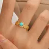 Bröllopsringar Böhmen turkos 18k guldpläterad finger för kvinnor vintage justerbar öppen rostfritt stål ring kvinnliga smycken gåvor