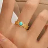 Anneaux de mariage Bohême Turquoise 18 carats Doigt plaqué or pour femmes Vintage réglable ouvert en acier inoxydable bague femme bijoux cadeaux