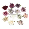 Decoratieve bloemen kransen handgemaakte kunstmatige doe -het -zelf bloemkop frisse simatie mtilayer valse bloesem rose home decor drop otmyw