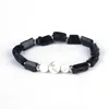 Strand Natutal ruvido ruvido tormalina nera turchese bianche di pietra howlite gambo unisex guarigione energia bracciale