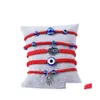 Charm-Armbänder Handgewebtes Armband Lucky Kabh Red String Thread Hamsa Blue Türkischer Evil Eye Schmuck Fatima Freundschaft Drop Delivery Dhlaq