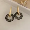 Boucles d'oreilles pendantes cercle noir goutte brillant Zircon pour les femmes Vintage géométrique Piercing oreille ornements bijoux cadeaux