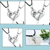 Pendant Necklaces Half Love Heart Necklace Set For Women Female Jewelry Trendy Valentines Day Gifts 2Pcs/Set Couples Drop Delivery Pe Dhgbe