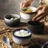 Tigelas 4pcs Conjunto de arroz cerâmico tigela doméstica Sopa doméstica Color Glaze de porcelana Salada de restaurante de mesa de mesa 4,5 polegadas