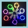 Party Favor 2M 20LEDS Light Micro Mini Copper Sier Wire Starry LED -remsor f￶r jul Halloween -dekoration YHM21 Drop Delivery Hom Dhakb