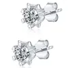 Stud Earrings 6 Snowflake Moissanite Real 0.5-1 Carat D Color Lab Diamond EarStud 925 Sterling Silver Classic Earring