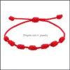 Charm Bracelets Handmade Love 7 Knot Lucky Ethnic Red Brown Adjustable Braided Rope Bracelet For Men Women Friendship Jewelry Drop De Otqhj
