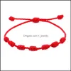 Charm Armbänder Handgemachte Liebe 7 Knoten Glück Ethnische Rot Braun Einstellbare Geflochtene Seil Armband Für Männer Frauen Freundschaft Schmuck Drop de Otqhj