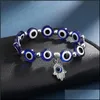 P￤rlstr￤ngar kvinnor p￤rlor armband bohemian charm kalkon hamsa hand ond bl￥ ￶gon armband polerade p￤rlor armband elastiska psera j dhg81