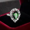 Wedding Rings Creative Pear Shaped Zircon Handmade Emerald Jewelry