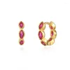 Boucles d'oreilles créoles mode plaque d'or ronde Mini pour femmes coloré Zircon dames bijoux de luxe cadeau de fête