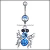 Navel Bell Button Rings D02891 3 Colors Clear Color Nice Belly Ring Spider Style With Piercing Body Jewlery 218/5 T2 Drop Delivery Dhczw