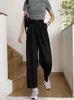 Calça feminina perna larga mulheres calças soltas primavera chic estilo coreano terno reto all-match Basic Black Cargo Pantalones de Mujer