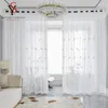 Tenda Tende da finestra in tulle bianco ricamato per soggiorno American Bird Sheer Voile Camera da letto Cucina Drape Blinds Decor