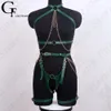 Other Panties Bdsm Sexy Green Pu Leather Harness Body Chain Bondage Gothic Garter Belt Erotic Punk Waist Fashion Pole Dance Rave Party 230131