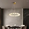 Lustres Tout cuivre salon lustre moderne simple lumière luxe acrylique cristal boule collier chambre étude restaurant lampes