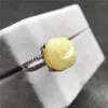 Clusterringen 11 mm Top Natuurlijke gele barnsteenring voor vrouw Lady Man Crystal Silver Bloem gesneden kralen Gemstone verstelbare sieraden