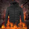 Men's Down 2023 Hommes Hiver Chaud USB Veste De Chauffage Manteau Smart Thermostat Solide À Capuchon Chauffé Parka Étanche Extérieur Vêtements Thermiques