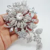 Spille moda squisita intarsiato strass zircone spilla fiore colore argento per le donne fascino temperamento abito da sera pin accessori