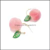 Araña colgante 2021 verano coreano acrílico moda rosa melocotón pendientes para mujeres niñas lindo dulce joyería regalo moda fruta Oorb Dhjme