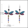 Dangle Chandelier Vintage Dragonfly Tassel arring Mti Color Crystal أقراط بوهو راينستون للسيدة تصميم مجوهرات للوصول إلى OTSSW