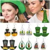 Creolen St. Patricks Irish Geometrisch Grüner Hut Karneval für Damen