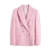 Zweiteilige Dres Sweet Pink Zweireihige Plaid-Textur-Blazer-Mantel-Jacken-Mode-Damen-High-Street-Rock-Outwear-Sets 230131