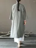 Sukienki zwyczajne Johnature Women Chińskie sukienka w stylu Plaid O-Neck 2023 Spring Long Rleeve A-Line Vintage Ubrania Kobiet Button