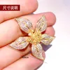 Brooches OKILY Beautiful Women Zircon Jewelry Gold Color Flowers Pin Copper And Broch Coat Accessories For Friend 2023 Gift