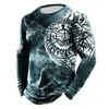 Men's T-Shirts Retro Fashion Men's 3D Print Cotton Pullover Casual Crew Neck Long Sleeve T-shirts Spring Autumn Loose Tops Blouse Men Clothing 230130