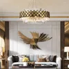 Lustres Moderne Art Déco Cristal Clair Designer Or LED Lustre Éclairage Lustre Suspension Luminaire Lampen Pour Foyer