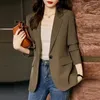 Damespakken Brown Trench Suit jas Women's herfst 2023 Casual temperament high-end blazer bovenaan jassen Cardigan