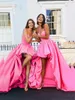 Casual Dresses Pink Tube Top Cocktail Dress for Women Off Shoulder Sexy Party Wedding Ball Prom Gown Oregelbundet Front Kort bakre längd