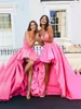 Casual jurken roze tube top cocktailjurk voor vrouwen uit schouder sexy feest bruiloft bal prom jurk onregelmatige voorkant korte ruglengte