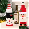 Juldekorationer Santa Claus presentp￥sar Vinflaska ER Xmas Dinner Party Table Snowman Bag Decoration WY1391 Drop Delivery Home DH4BH