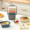 Dijkartikelen sets draagbare lunchbox met deksel stapelbaar ontwerp magnetronverwarming kantoormedewerker bento case picknick