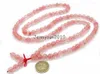 Strand Natural 10mm Cherry Quart-z Gems Stone Buddhist 108 Bead Prayer Mala Long Necklace Multi-Purpose 5Strands/Pack