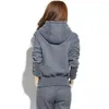 Women's Two Piece Pants 1 Set Women Sweatshirt Sweatpants Thicken Hooded Plush Cold Proof Korean Style Buttons Decoration Tracksuit Pieces