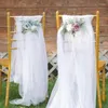 Decoratieve bloemen Weddingstoel Bloemdecor Kunstrangschikking Back Bread Pew Party With Chiffon Ribbons