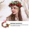 Decorative Flowers Flower Wreath Wedding Berries Christmas Headpiece Headband Bridesmaid Berry Hair Floral Red Headpieces Women Accessory