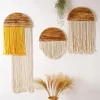 Dekoracyjne figurki Macrame muur opknoping boho halve cirkel houten board ornament Lange Kwasten Tapestry Bohemia Pokój dziecięcy