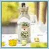 Christmas Decorations Decoration Jute Wine Bags Santa Claus Ornaments Xmas Champagne Bottle Ers Bag Dinner Dstring Wq184 Drop Delive Dhxpf