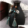 Dangle Chandelier Fashion Jewerly Vintage Shell Wooden Beads Tassels Earrings Handmade Earrngs Drop Delivery Jewelry Dhxep