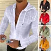 Camisetas masculinas camisa de cor lisa manga longa curta tops diários casuais com capuz verde laranja branco