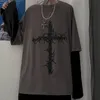 T-shirt da uomo T-shirt Cross of Thorns falso in due pezzi per uomo donna a maniche lunghe scuro hip-hop sciolto di grandi dimensioni tendenza autunnale top Simplicity 230130