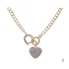 Pendentif Colliers Bijoux De Mode Rhinstone Amour Coeur Collier Fermoir À Bascule Chaîne Ras Du Cou Drop Delivery Pendentifs Dhxh5