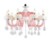 Chandeliers Home Glass Pink Chandelier Led Hanging Lamps For Children Kid's Room Wedding Bedroom Modern Lighting